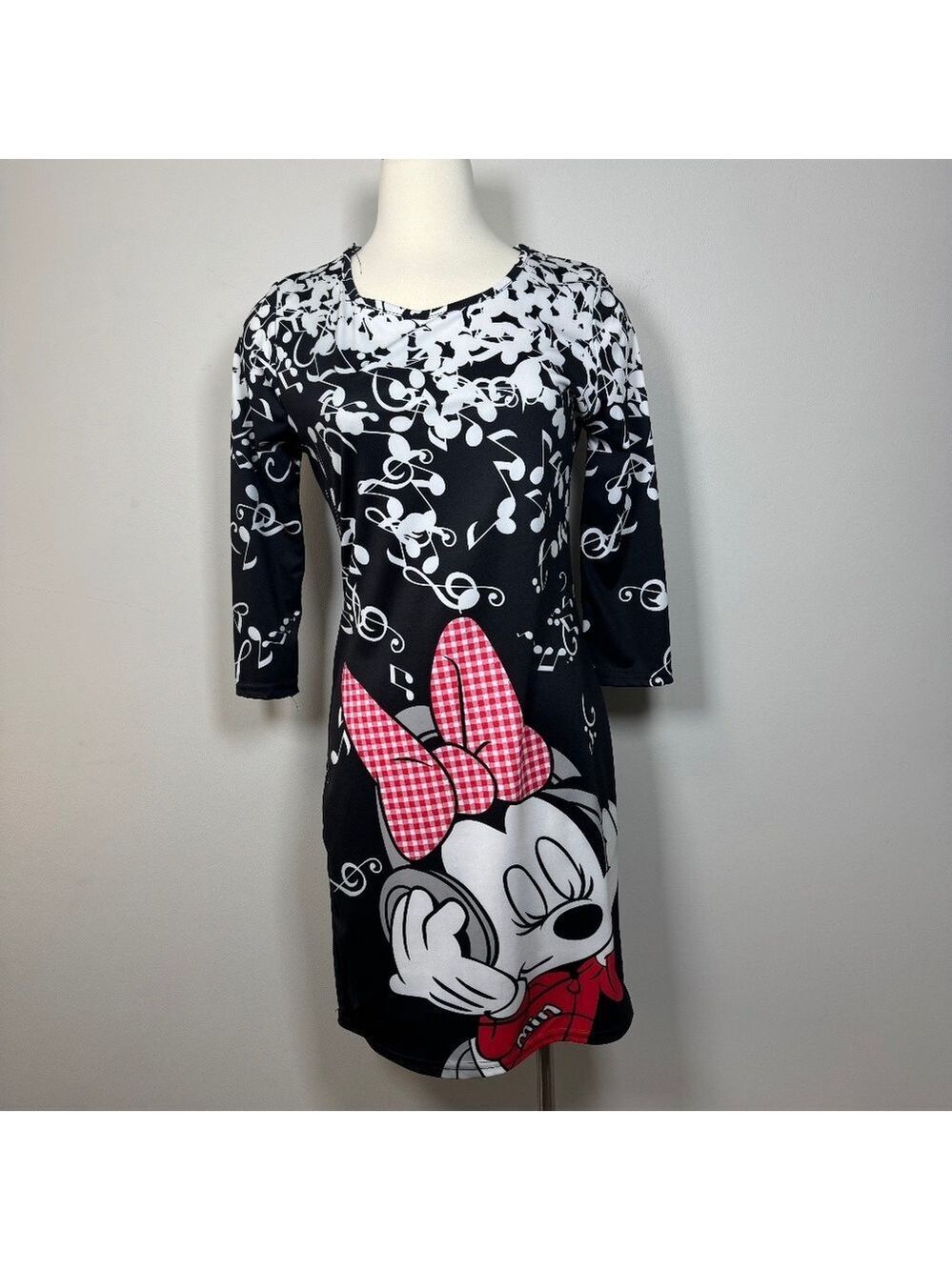 Disney Women's Long Sleeve Dress - Black, White, and Red